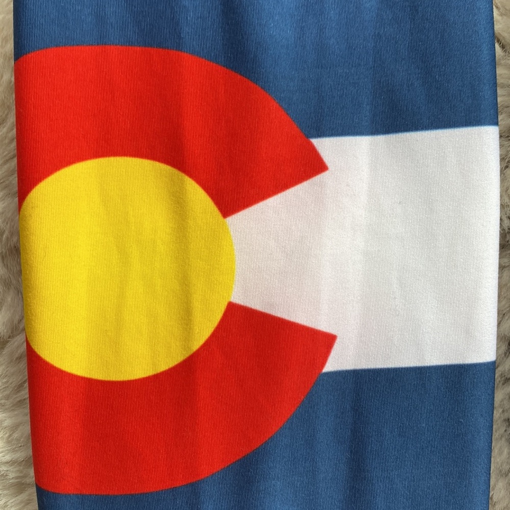 Colorado Threads Colorado Flag Leggings Blue Red Size Small - Picture 6 of 12